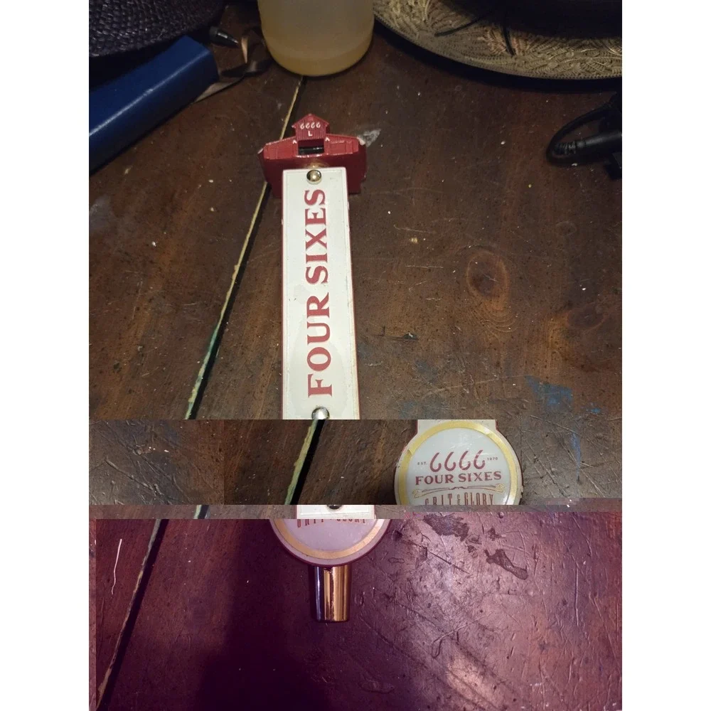 Four Sixes Grit & Glory Amber Lager Beer Tap Handle Red Barn Top Texas